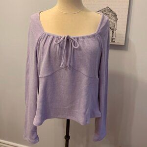 No Boundaries Ribbed Lilac Long Sleeve Top